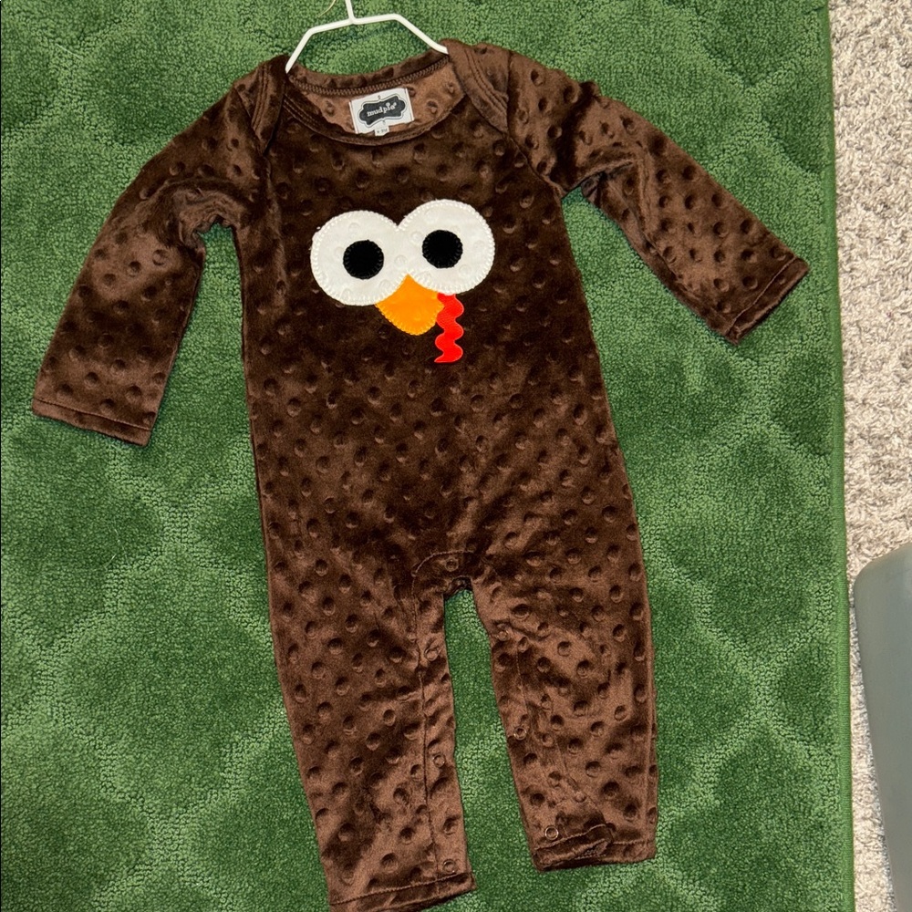 Mud Pie Brown Turkey One Piece. Size 6-9 month
